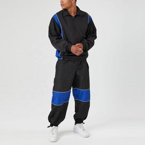 Conjunto Deportivo Unisex Estampado con Bloques de Color, Manga Larga, Cierre de Cremallera, Corte Holgado, Transpirable, de Poliéster, para Verano - Product Image 1