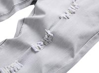 Jean en denim déchiré pour homme, coupe droite, respirant, de haute qualité, bleu clair, extensible, jambe fuselée, décontracté et robuste