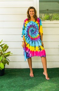 Women's Plus Size Casual Dresses Hand-Tie Dye <b>Kaftan</b> Boho Abaya Beach Cover <b>Summer</b> Straight Silhouette Ankle-Length V-neck - Product Image 3