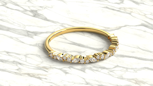 Bague de mariage de luxe en or 18 carats avec diamants marquise et ronds, alliance éternelle empilable, bijoux fins pour femmes - Product Image 3
