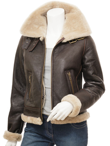 Wholesale <b>New</b> Arrival Women's Real Sheep <b>Skin</b> Leather Jackets Knitted Breathable Eco-Friendly Winter Custom Design - Product Image 5