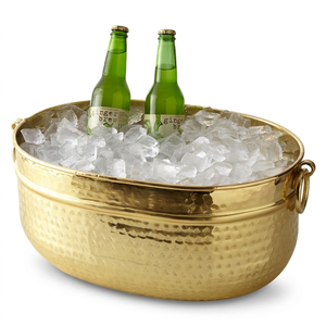 Bañera Ovalada de Latón Forjado a Mano - Enfriador de Bebidas de Lujo y Macetero Decorativo para Decoración del Hogar y Eventos - Product Image 1