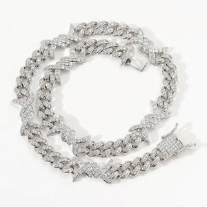 Premium <b>Iced</b> <b>Out</b> Cuban <b>Chain</b> Necklace with Lab Diamond Style Sparkle for Nightclub DJ Performance and Stage Wear - Product Image 2