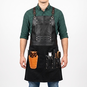 Tablier de Barbier Coiffeur Premium en Toile Denim, Bretelles Croisées, Multi-Poches, Réglable, Léger, Résistant à l'Usure, Outil de Coiffure Professionnel - Product Image 1