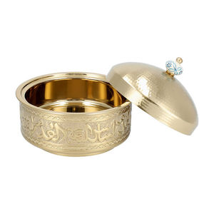 Royal Gold Arabic Calligraphy Stainless Steel Buffet Chafing Dish Hammered Dome Lid <b>Ceramic</b> <b>Knob</b> 20cm Diameter for Hotel - Product Image 3