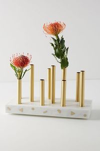 Minimalist Luxury Stainless steel Tabletop <b>Vases</b> With Concrete Base For home hotel Wedding Centerpiece Decor - Product Image 2
