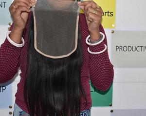 Extensions de cheveux vierges alignés du vendeur sans enchevêtrement noir crépus 7*7 fermeture pas cher droit cheveux humains de temple vietnamien - Product Image 4