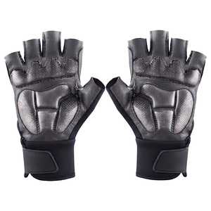 Half Finger Gym Gloves PU Leather Adjustable Wrist Strap Non Slip <b>Weight</b> <b>Lifting</b> Fitness Training Men's Breathable Hand <b>Grips</b> - Product Image 4