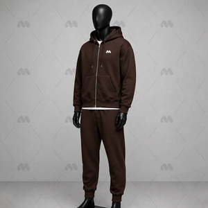 OEM Custom Heavyweight Cotton Fleece Hoodie Tracksuit Men Full Zip <b>Jogger</b> Set <b>Oversized</b> Streetwear Sweat Suit - Product Image 2