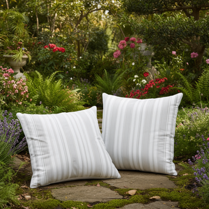 Coussin décoratif WhiteStripe 16x16 pouces, rembourré et doux, pour la maison, l'hôtel, à utiliser comme coussin d'appoint - Product Image 2