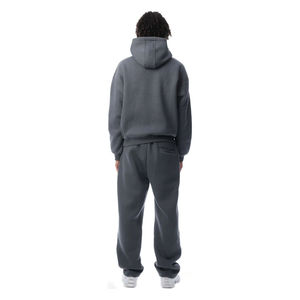 Sweat-shirt à capuche zippé pour homme en molleton gris uni, coupe décontractée avec poche, manches classiques, vêtement d'hiver 100% coton écologique - Product Image 2