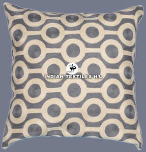 2025 diseñador de lana hecho a mano Crewel bordado Cadena de lana cosida funda de cojín para sofá sala de estar de proveedor indio - Product Image 4