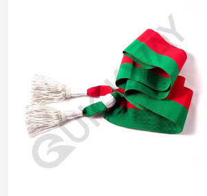 Tricolor <b>Red</b> Green <b>Scarf</b> Sash with Silver Tassel Custom Ceremonial Sash - Product Image 2