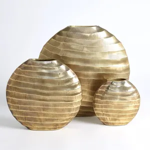 Handmade Modern Metal Iron Floor <b>Vases</b> Set Coastal Design Gold Finish Tabletop <b>Vase</b> Collection - Product Image 1