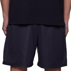 Custom Mens Black Mesh Shorts Pink Flame Graphic Print Drawstring Elastic Waistband Casual <b>Athletic</b> Basketball Trunks - Product Image 3