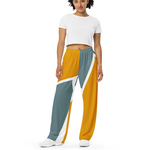 Pantalones Deportivos Geométricos con Bloques de Color para Mujer, Color Mostaza y Gris, Cintura Elástica, Leggings de Punto Elásticos de Longitud Completa para Todas las Temporadas - Product Image 6