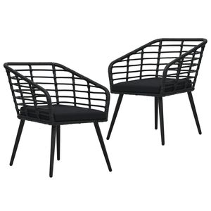 Set di 2 Sedie da Giardino in Rattan Nero, Arredamento Esterno Contemporaneo con Cuscini in Schiuma, Gambe Affusolate, Design Durevole - Product Image 1
