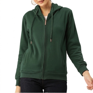Sudadera con Capucha Personalizada para Mujer, con Cierre, de Felpa Francesa Gruesa, Color Sólido, de Algodón y Poliéster, Talla Grande - Product Image 3