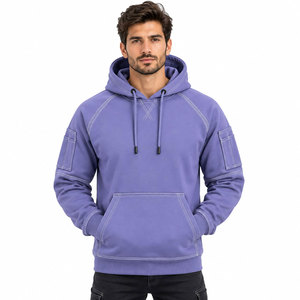 Sweat-shirt à capuche réfléchissant haute visibilité pour homme, respirant, décontracté, pour le travail en hiver, contraste violet haute visibilité - Product Image 5