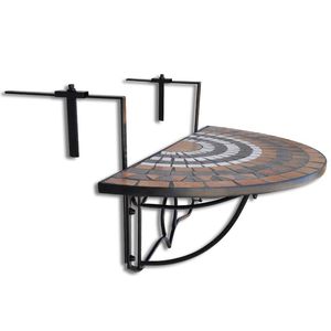 Table de jardin pliable de taille moyenne, couleur terre cuite blanche avec structure en fer noir, pour usage extérieur - Product Image 3