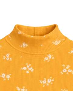 Top Corto Personalizado Amarillo Mostaza con Estampado Floral, Cuello Alto, Sin Mangas, Ajustado, Elástico, Verano, Casual, para Mujer - Product Image 2