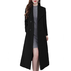 Lady <b>Womens</b> <b>Coat</b> Wholesale Fashion Longline Winter Outerwear Jacket Warm Ladies <b>Coat</b> Elegant Long Sleeve Button Closure Classic - Product Image 3