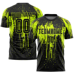 Maillot de football numérique néon vert lime avec graphique personnalisé par sublimation, kit de football fluorescent respirant, ensemble de match pour homme, vêtements de sport - Product Image 1