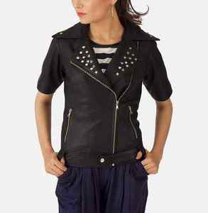 Veste en cuir pour femme, neuve, à manches longues, coupe-vent, design élégant et tendance, en cuir de mouton véritable. - Product Image 2