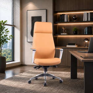 Fauteuil de bureau ergonomique pivotant KINSHA contemporain en maille avec accoudoirs réglables et appui-tête intégré pour immeuble de bureaux - Product Image 1