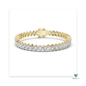 7.52 CT Yellow <b>Gold</b> Emerald Cut Lab Grown Diamond Tennis Bracelet in 14K <b>Solid</b> <b>Gold</b> - Product Image 6