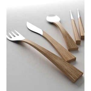 Ensemble de couverts de table en acier inoxydable avec manche en bois d'acacia, Gadgets de cuisine de bonne qualité - Product Image 5