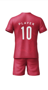 Ensemble de football personnalisé pour hommes – Maillot et short de qualité supérieure, coupe classique, col ras du cou, motif géométrique uni, 100 % polyester, sublimation - Product Image 3