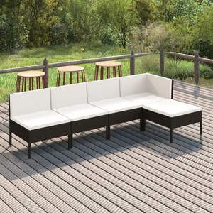 Set Lounge da Giardino Nero e Bianco Crema per Arredamento da Esterno - Product Image 1