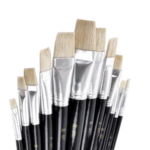 Hog Bristle Series 577 Flat Brush,Paint Brush Set, Wholesale Artist Paint Brush Painting Brush Artist Brushes 16#