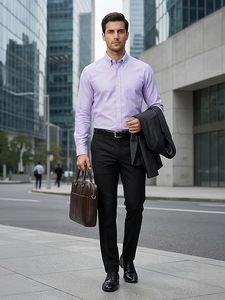 <b>Prime</b> Core Mens 100 Percent Cotton Oxford Shirt Long Sleeve Dress Shirts for Men Button Down Work Casual Shirt with Pocket - Product Image 3