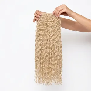 Extensiones de Cabello Humano 100% Remy, Color Rubio Platino, Ondulado Natural - Product Image 1