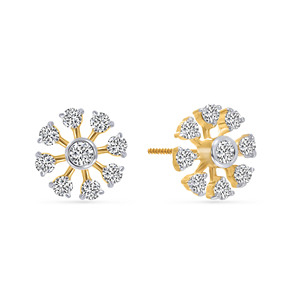 Boucles d'oreilles clous en or massif 18 carats pour femmes, diamants de laboratoire taille brillant ronde couleur G, bijoux classiques pour le quotidien - Product Image 2
