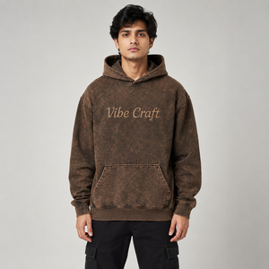 Sweat à capuche vintage pour homme, coupe oversize, en coton épais, streetwear, broderie personnalisée, pull décontracté, mode, vente en gros de vêtements - Product Image 1