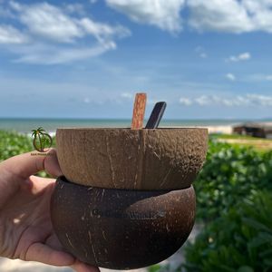 ชามเปลือกมะพร้าวแบบขายส่ง ขนาด 13-14 ซม. พร้อมช้อนไม้มะพร้าว 16 ซม. / ชุดภาชนะใส่อาหารจากธรรมชาติ ราคาโรงงาน - Product Image 4