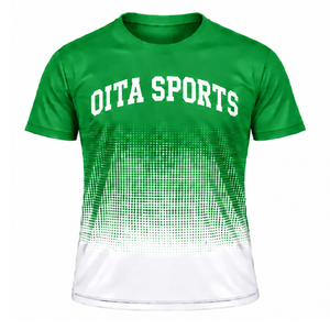 Emerald Green and <b>White</b> Gradient Sublimation <b>T</b> <b>Shirt</b> Men Short Sleeve Crew Neck Custom Printed Sports Training Performance - Product Image 1