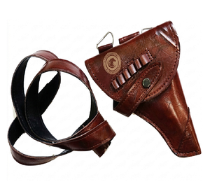 Ceinture utilitaire en cuir style vintage, équipement de cowboy avec passants pour munitions et porte-pochettes, accessoire de randonnée western. - Product Image 1