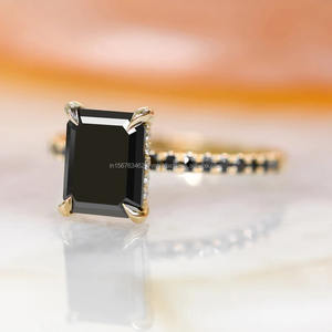 <b>Black</b> Diamond <b>Ring</b>, 14k Rose Gold <b>Black</b> Stackable RingJewelry Half Eternity <b>Black</b> <b>Ring</b> Natural Diamond for Women Engagement Band - Product Image 2