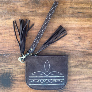 Nuevo lujo moda bota Stitch gamuza cuero cremallera monedero personalizado cuero genuino bolsa pulsera tarjetero cartera - Product Image 2