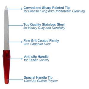 Lime à ongles droite en acier inoxydable, grain 80/100, durable et réutilisable pour les soins professionnels des ongles - Product Image 3