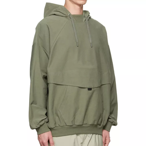 Sudadera con Capucha de Algodón Lavado de Gran Tamaño para Hombre, Manga Corta, Estilo Urbano, Proveedor de Ropa, Sudadera Personalizada OEM - Product Image 2