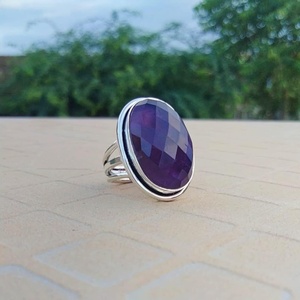 Purple <b>Amethyst</b> Ring 925 Sterling Silver Handmade Jewelry Gift For Her Elegant Women Fashion Gemstone Ring - Product Image 2
