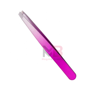 Pince à épiler de luxe élégante et précise en acier inoxydable plaqué or rose, à pointe inclinée, pour sourcils, avec revêtement coloré, marque privée professionnelle - Product Image 4