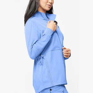Blouson d'échauffement à fermeture éclair sur le devant, manches longues, uniformes d'hôpital, blouses médicales, vestes d'allaitement extensibles dans les quatre sens pour femmes, vente en gros - Product Image 3
