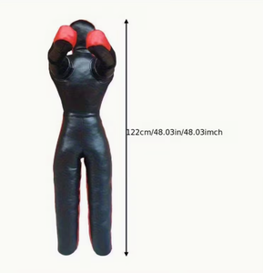หุ่นเป่าลมสีดำสำหรับฝึกซ้อมมวย พร้อมแผ่นรองแขน อุปกรณ์ฝึกซ้อมที่ทนทานสำหรับผู้ใหญ่ ฝึกศิลปะการต่อสู้ - Product Image 6