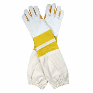 Gants d'apiculture en cuir de vachette anti-coupure XL avec manchette longue en coton et maille pour la protection des mains et des bras contre les piqûres – Vente en gros - Product Image 5